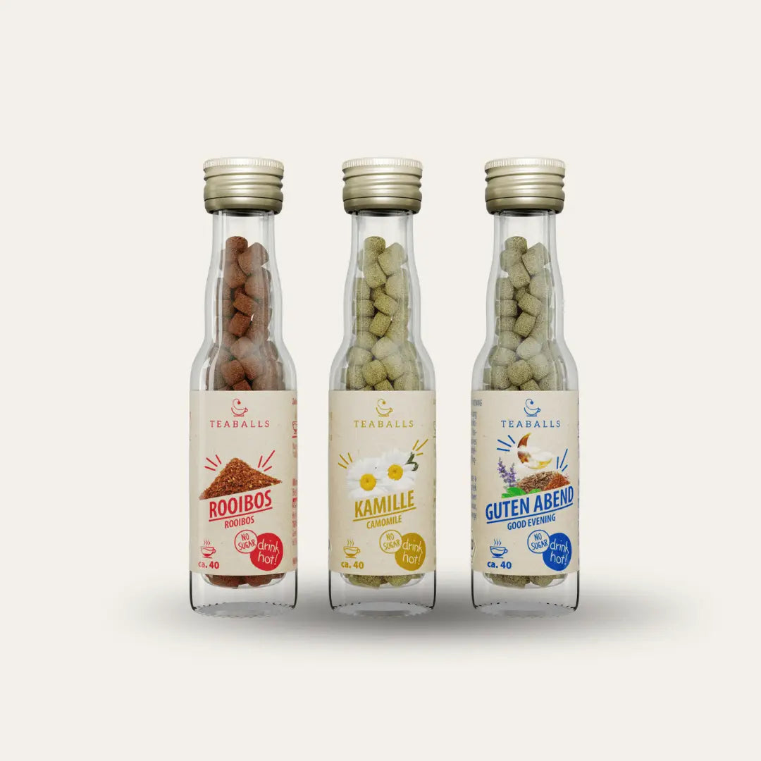 (NEU) TEABALLS BIO - 3er Set ABENDRITUAL - ROOIBOS, KAMILLE, GUTEN ABEND TEE VIP - TEABALLS GmbH