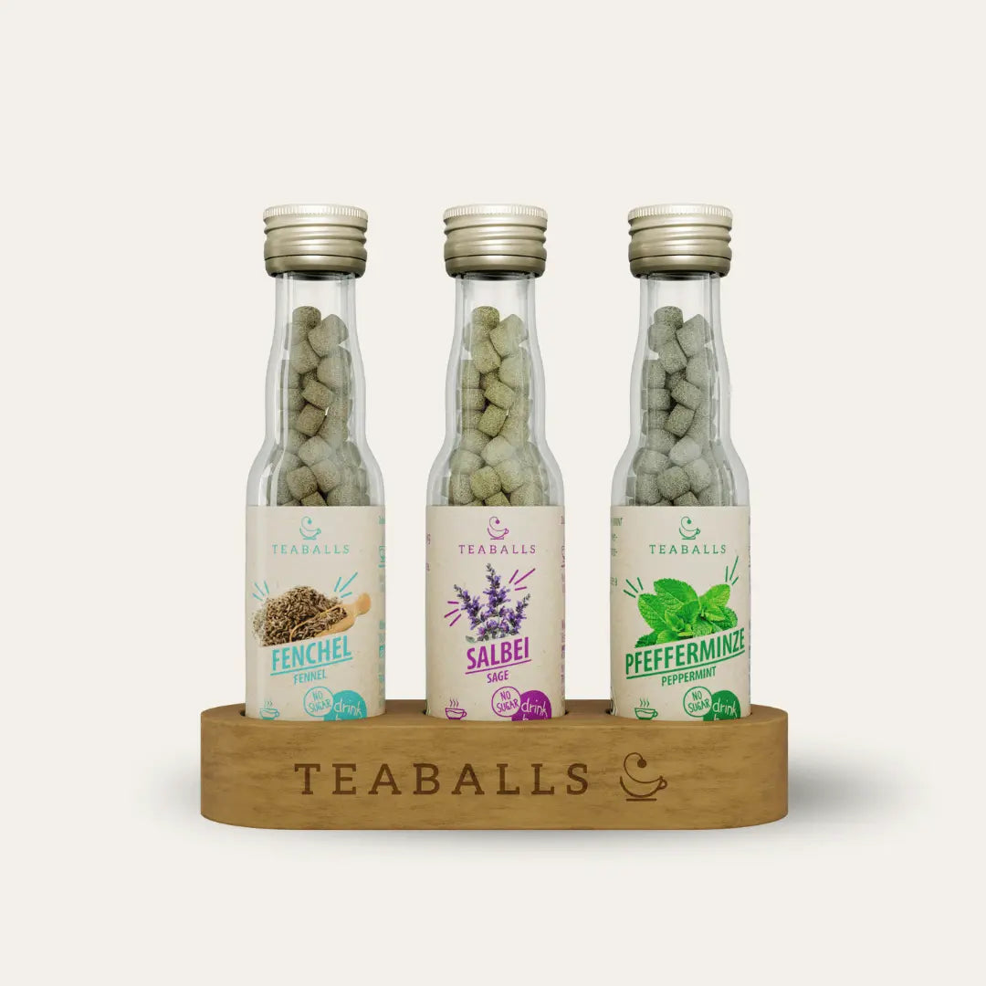 (NEU) TEABALLS BIO - 3er Set NATURKRÄUTER - FENCHEL, SALBEI, PFEFFERMINZE VIP - TEABALLS GmbH