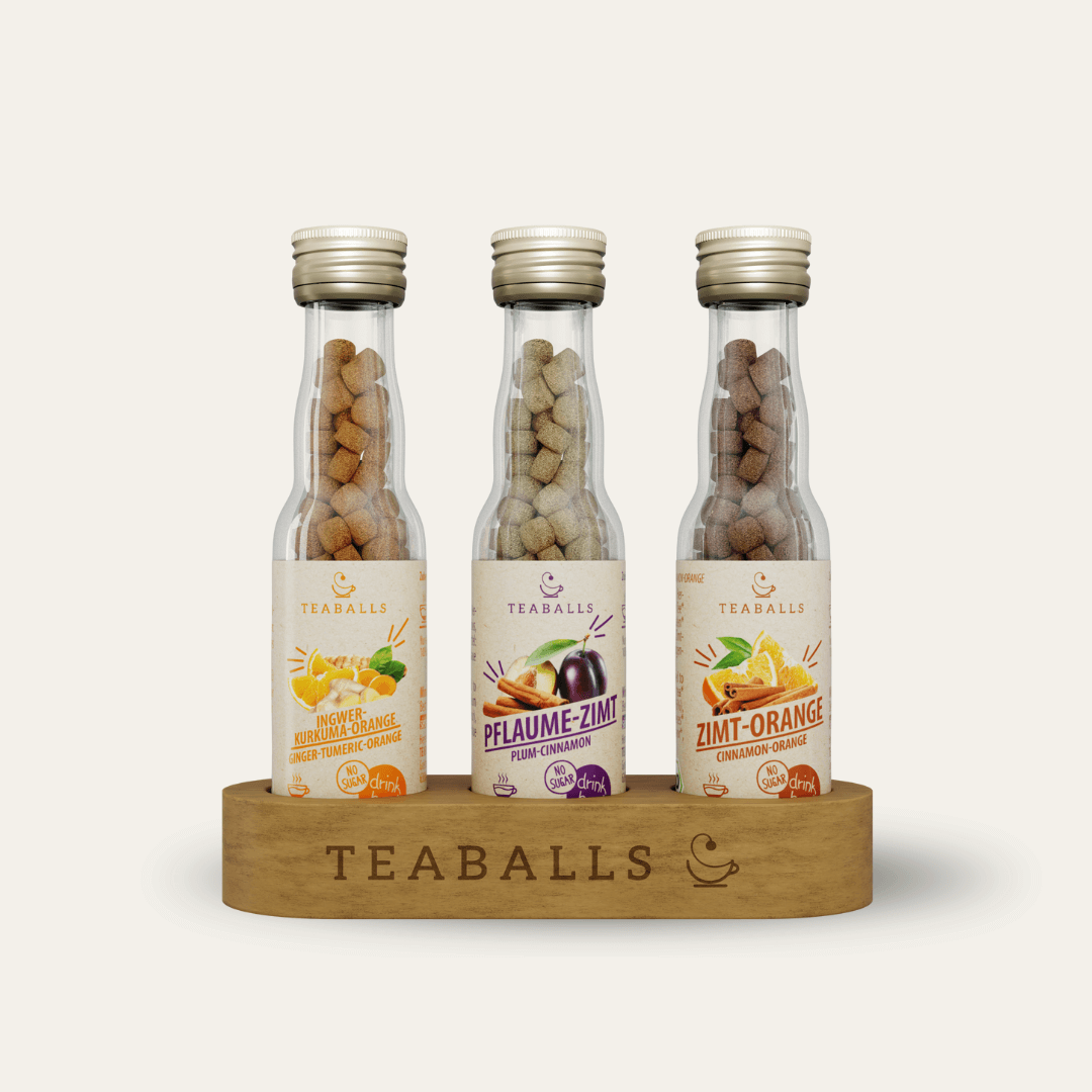 (NEU) TEABALLS BIO - 3er Set WINTERWÄRME MINI - INGWER KURKUMA ORANGE, PFLAUME ZIMT, ZIMT ORANGE VIP - TEABALLS GmbH
