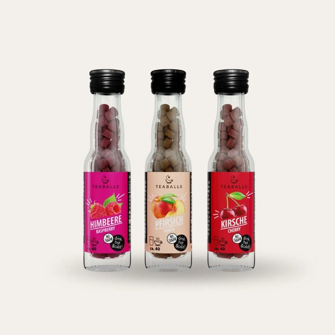 TEABALLS - 3er Set DANCE MIX β HIMBEERE, PFIRSICH, KIRSCHE - TEABALLS GmbH