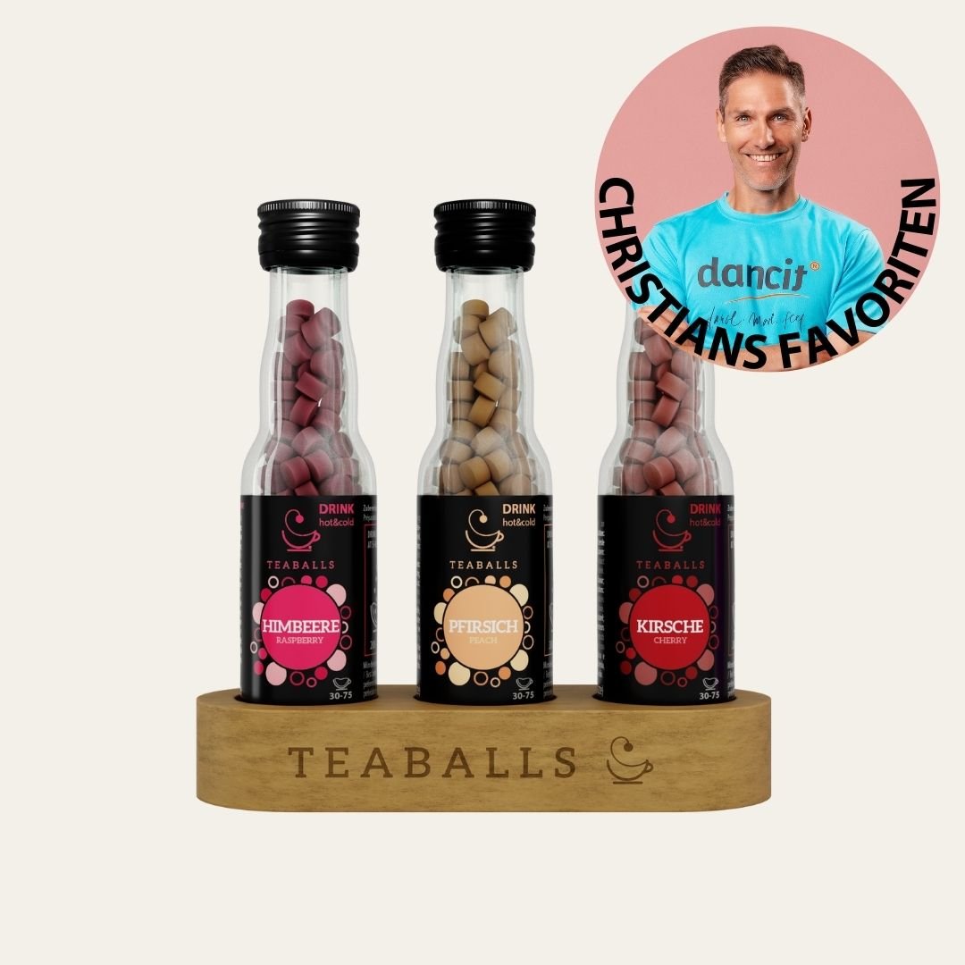TEABALLS - 3er Set DANCE MIX ā HIMBEERE, PFIRSICH, KIRSCHE - Teaballs