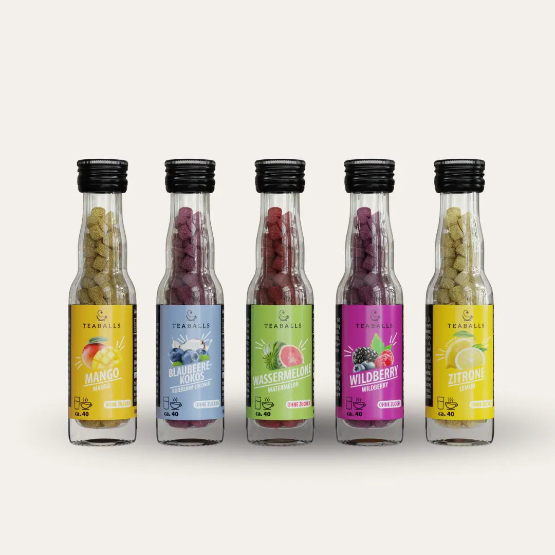 TEABALLS Urlaubsmix Set - Mango • Blaubeere-Kokos • Wassermelone • Wildberry • Zitrone - TEABALLS GmbH