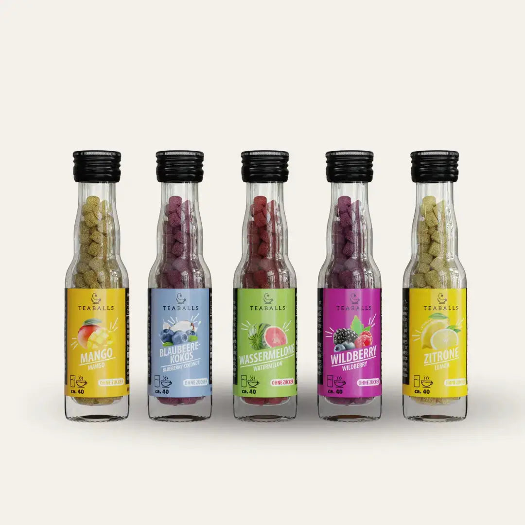 TEABALLS Urlaubsmix Set - Mango • Blaubeere-Kokos • Wassermelone • Wildberry • Zitrone - TEABALLS GmbH