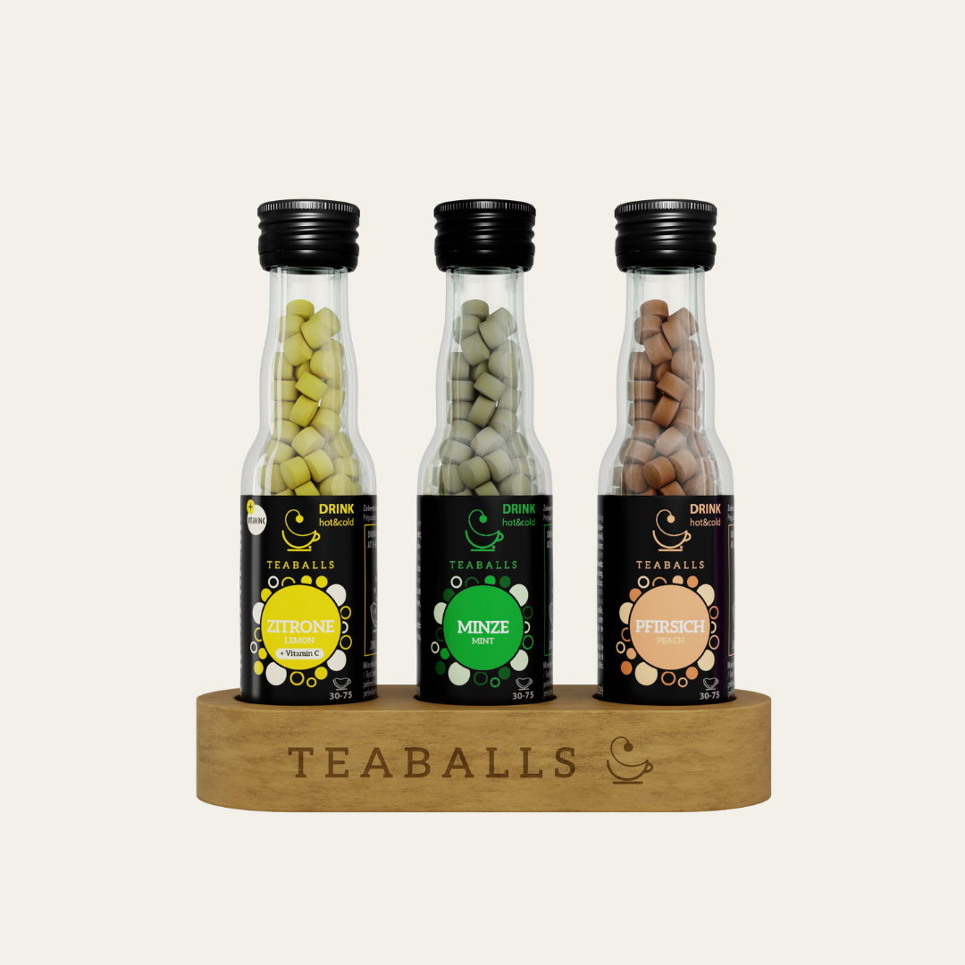 TEABALLS - 3er Set Eistee Mix  Zitrone , Minze & Pfirsich