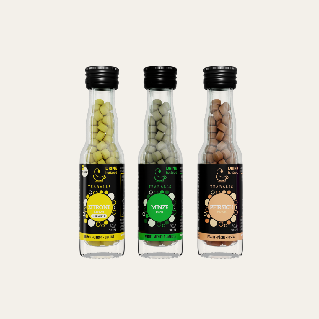 TEABALLS - 3er Set Eistee Mix  Zitrone , Minze & Pfirsich