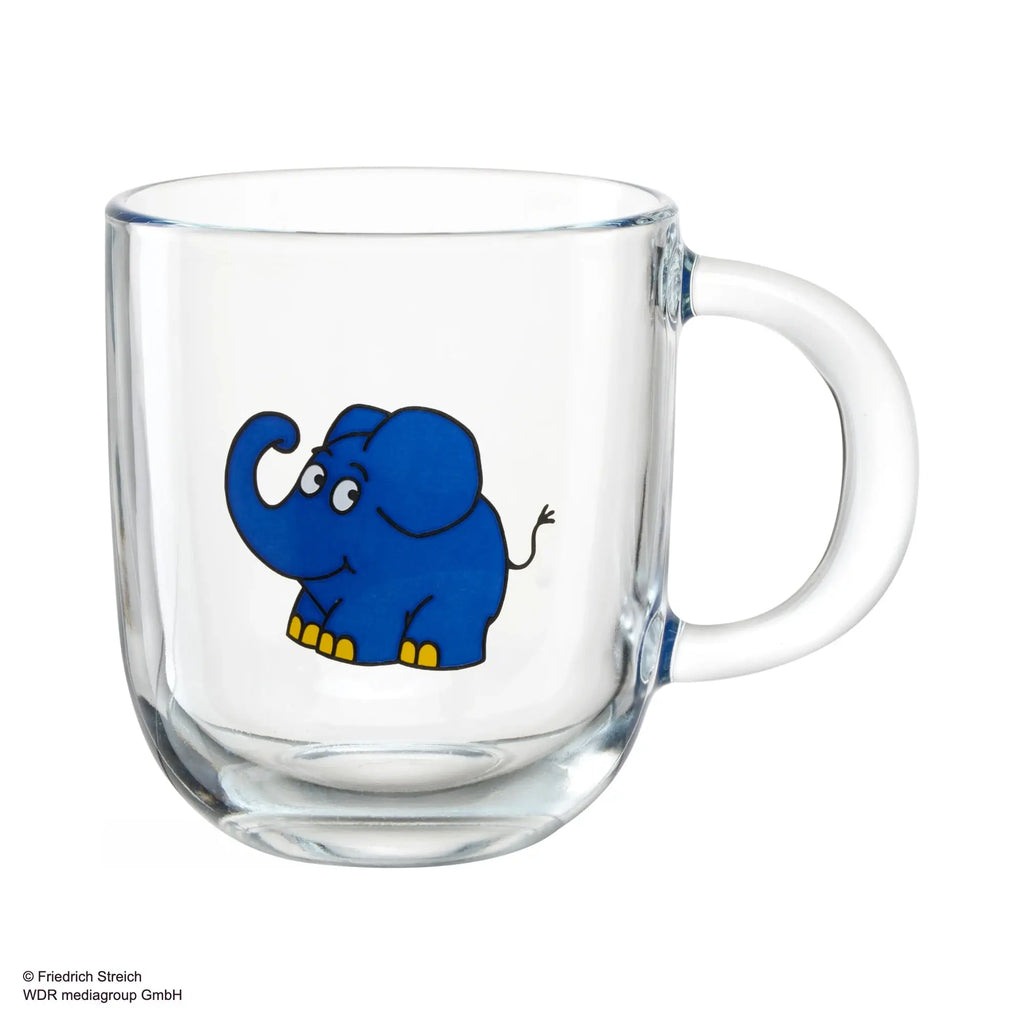 LEONARDO Glastasse Der Elefant aus Die Maus, auf weißem Hintergrund