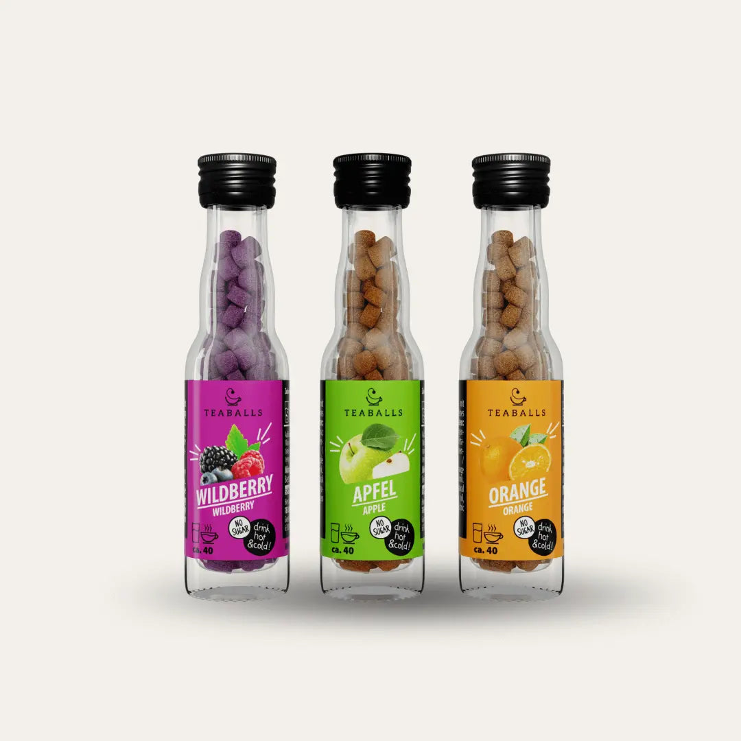 (NEU) TEABALLS - 3er Set WINTERFRÜCHTE MINI - WILDBERRY, APFEL, ORANGE VIP - TEABALLS GmbH