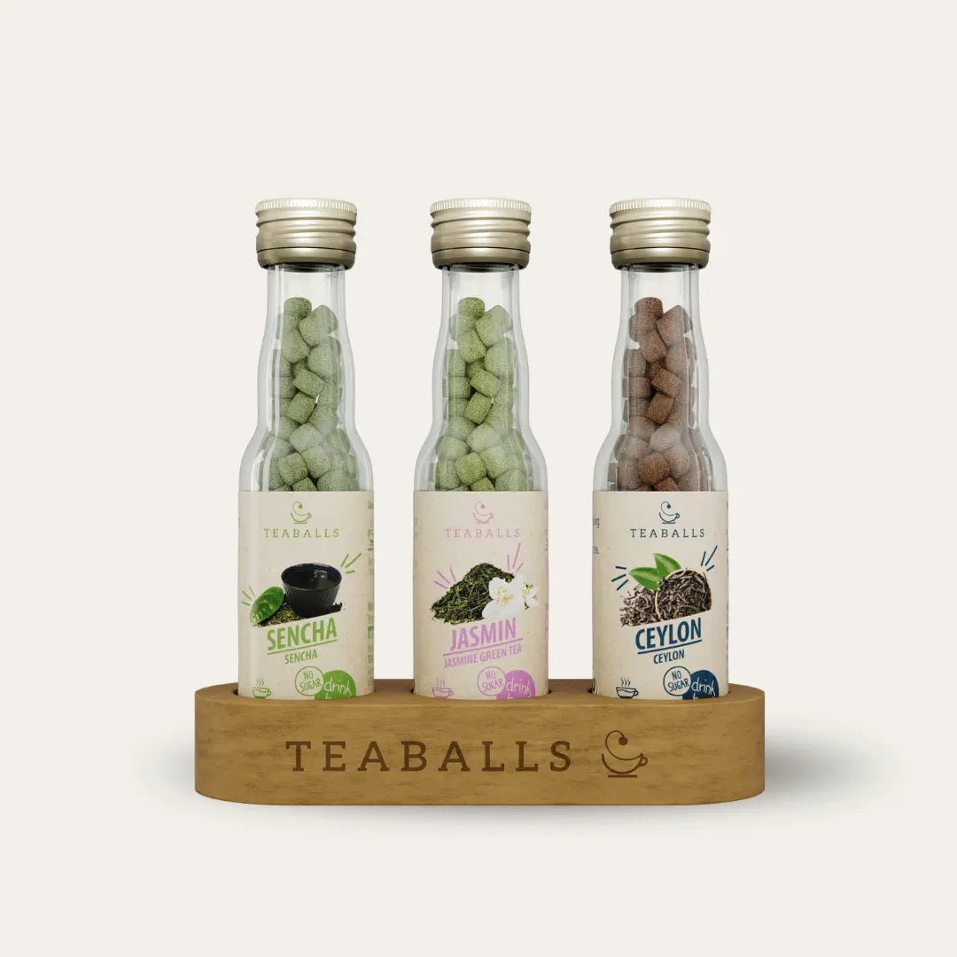 (NEU) TEABALLS BIO - 3er Set TEEZEREMONIE - SENCHA, JASMIN GRÜNER TEE, CEYLON VIP - TEABALLS GmbH