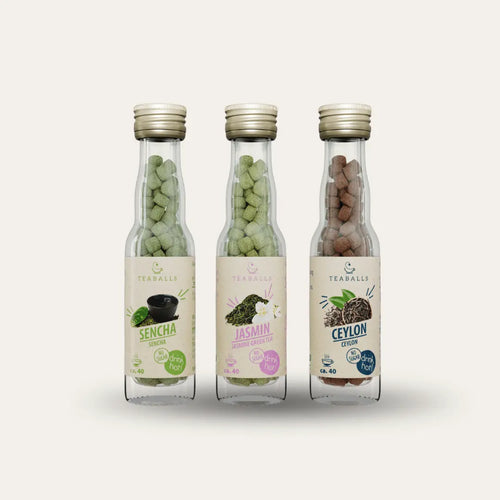 (NEU) TEABALLS BIO - 3er Set TEEZEREMONIE - SENCHA, JASMIN GRÜNER TEE, CEYLON VIP - TEABALLS GmbH
