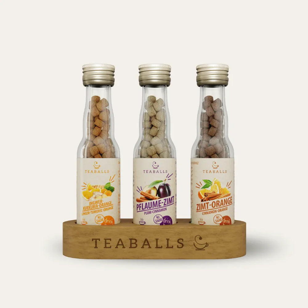 TEABALLS BIO - 3er Set FRÜHLINGSWÄRME MINI - INGWER KURKUMA ORANGE, PFLAUME ZIMT, ZIMT ORANGE
