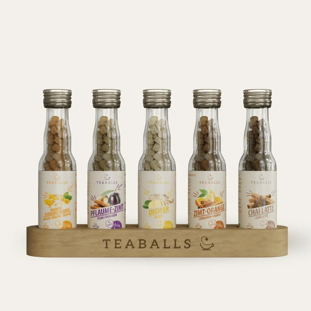 (NEU) TEABALLS BIO - 5er Set WINTERWÄRME - INGWER KURKUMA ORANGE, PFLAUME ZIMT, INGWER, ZIMT ORANGE, CHAI LATTE VIP - TEABALLS GmbH