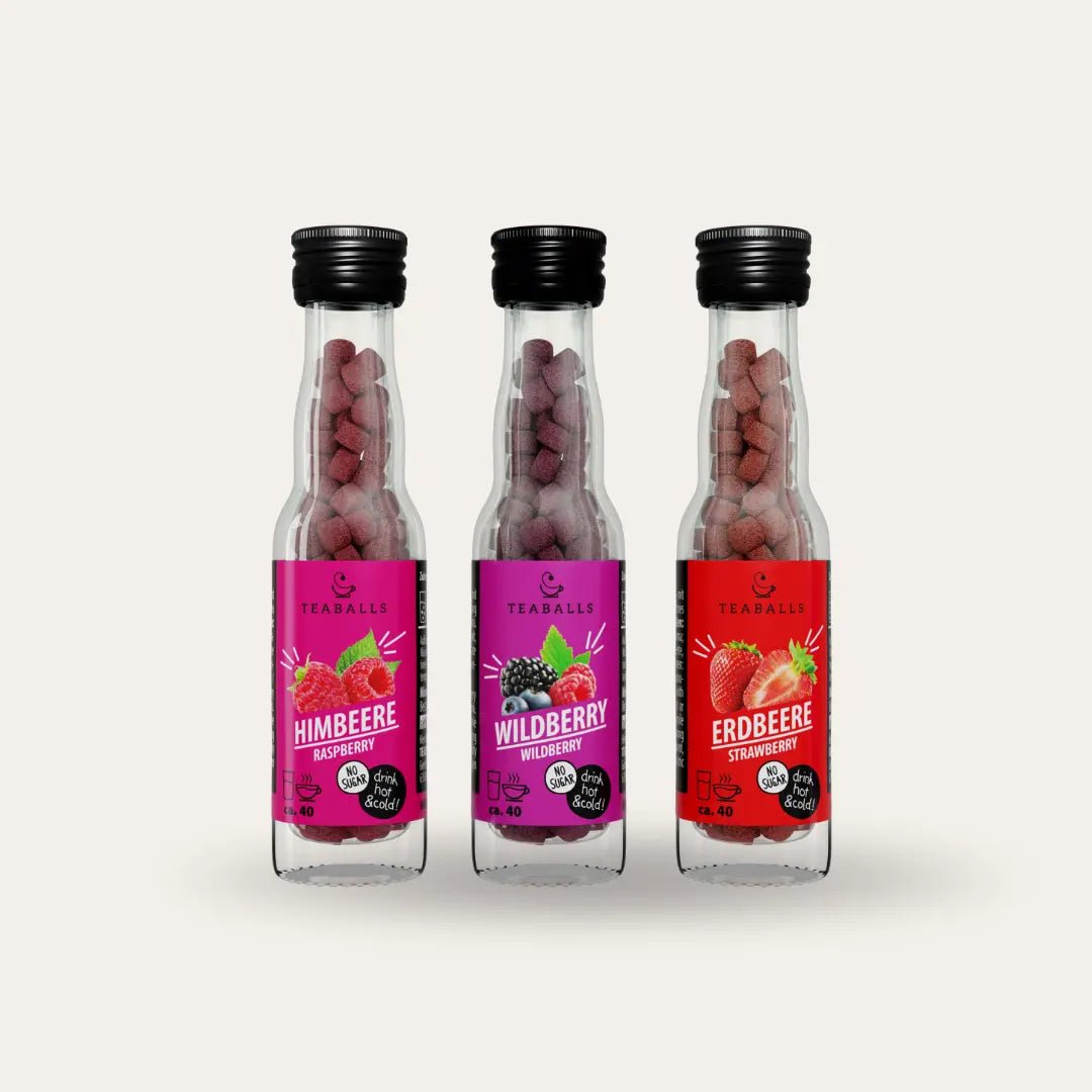 TEABALLS - 3er Set BEEREN MIX - HIMBEERE, WILDBERRY, ERDBEERE - TEABALLS GmbH