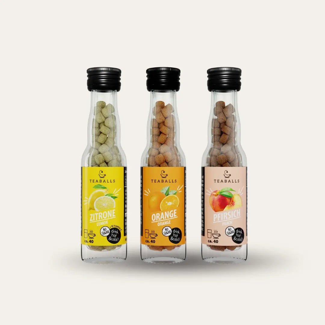 TEABALLS - 3er Set CITRUS - ZITRONE, ORANGE, PFIRSICH - TEABALLS GmbH