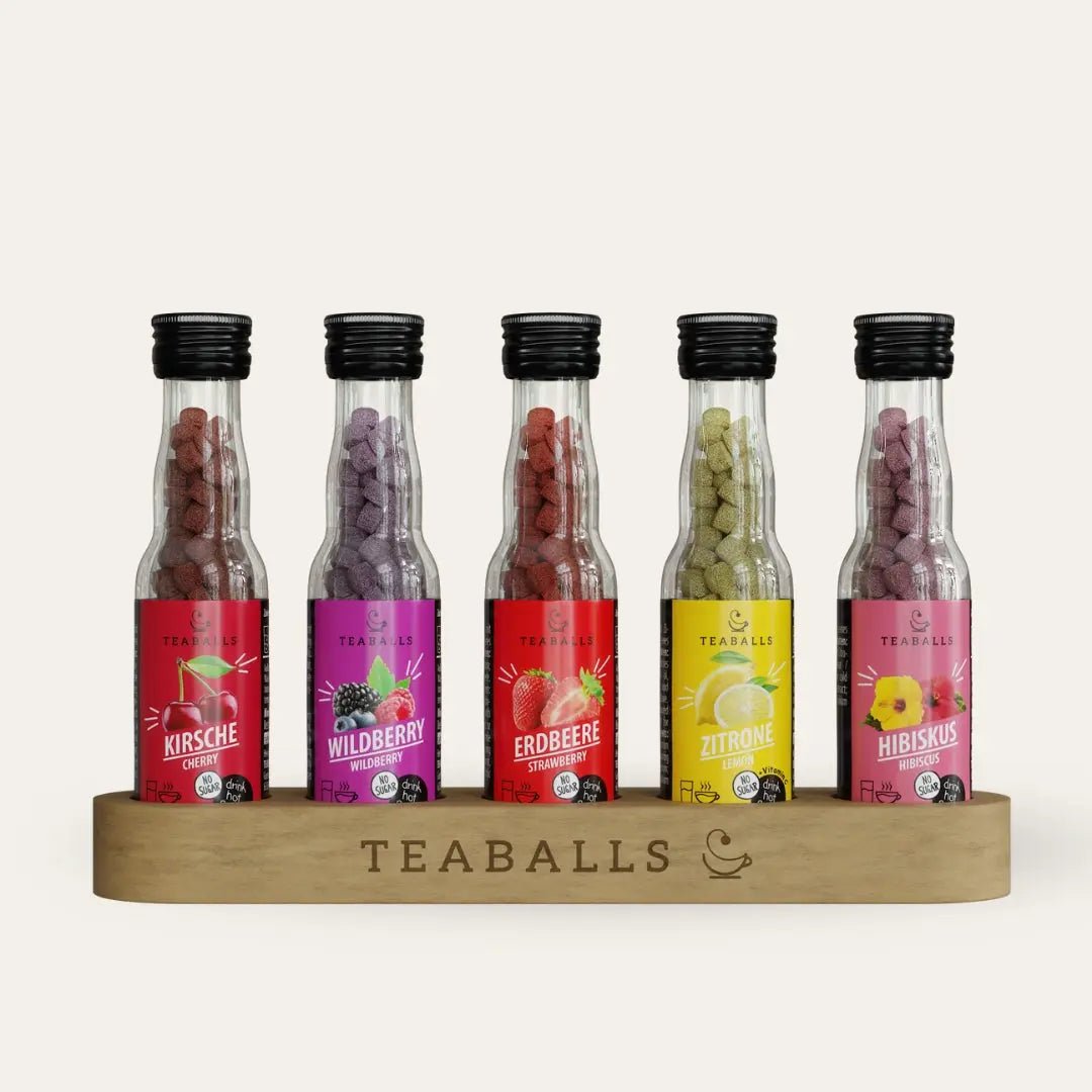 TEABALLS - 5er Set BIG FRUIT - KIRSCHE, WILDBERRY, ERDBEERE, ZITRONE, HIBISKUS - TEABALLS GmbH