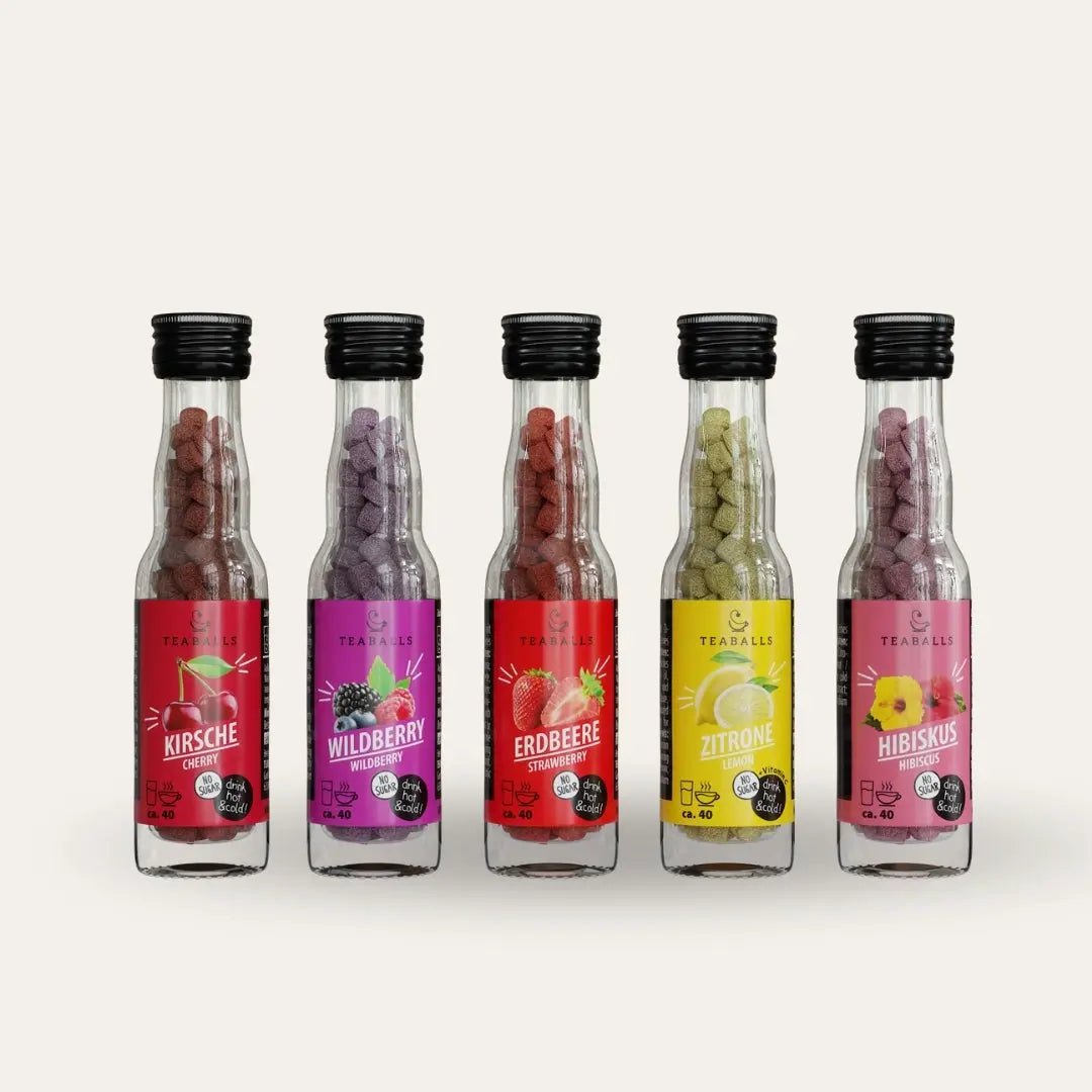 TEABALLS - 5er Set BIG FRUIT - KIRSCHE, WILDBERRY, ERDBEERE, ZITRONE, HIBISKUS - TEABALLS GmbH
