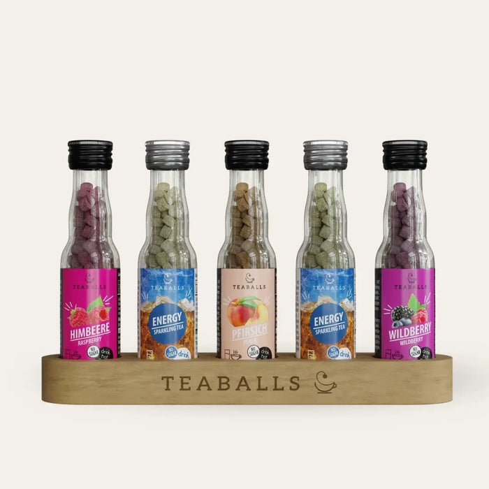 TEABALLS - 5er Set POWER BOOSTER - 2x ENERGY, HIMBEERE, PFIRSICH, WILDBERRY - TEABALLS GmbH