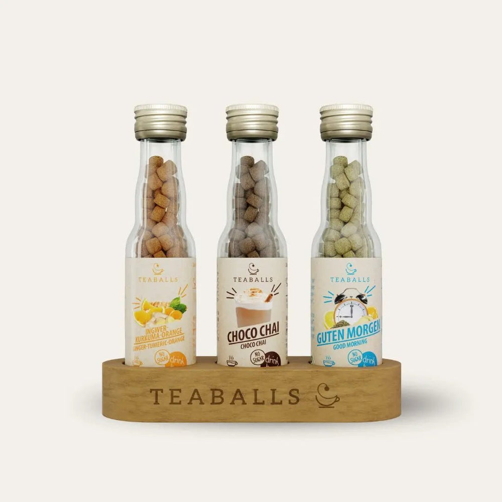 TEABALLS BIO - 3er Set FIT MIT PAM - INGWER KURKUMA ORANGE, CHOCO CHAI, GUTEN MORGEN TEE