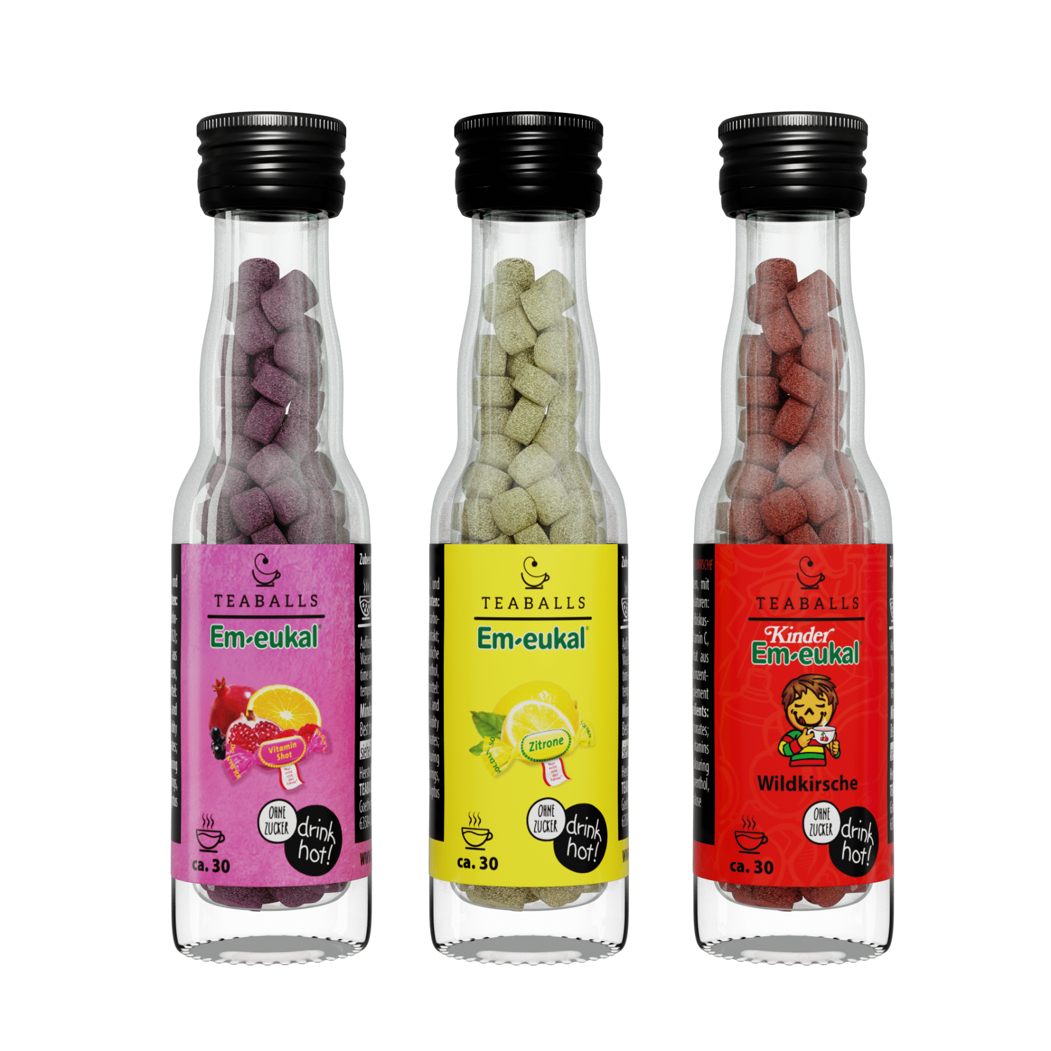 TEABALLS x Em - eukal - 3er Set VITAMIN TRIO - VITAMIN SHOT, ZITRONE, WILDKIRSCHE - TEABALLS GmbH