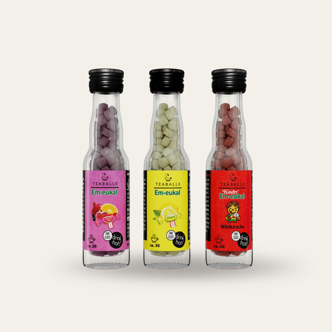 TEABALLS x Em - eukal - 3er Set VITAMIN TRIO - VITAMIN SHOT, ZITRONE, WILDKIRSCHE - TEABALLS GmbH