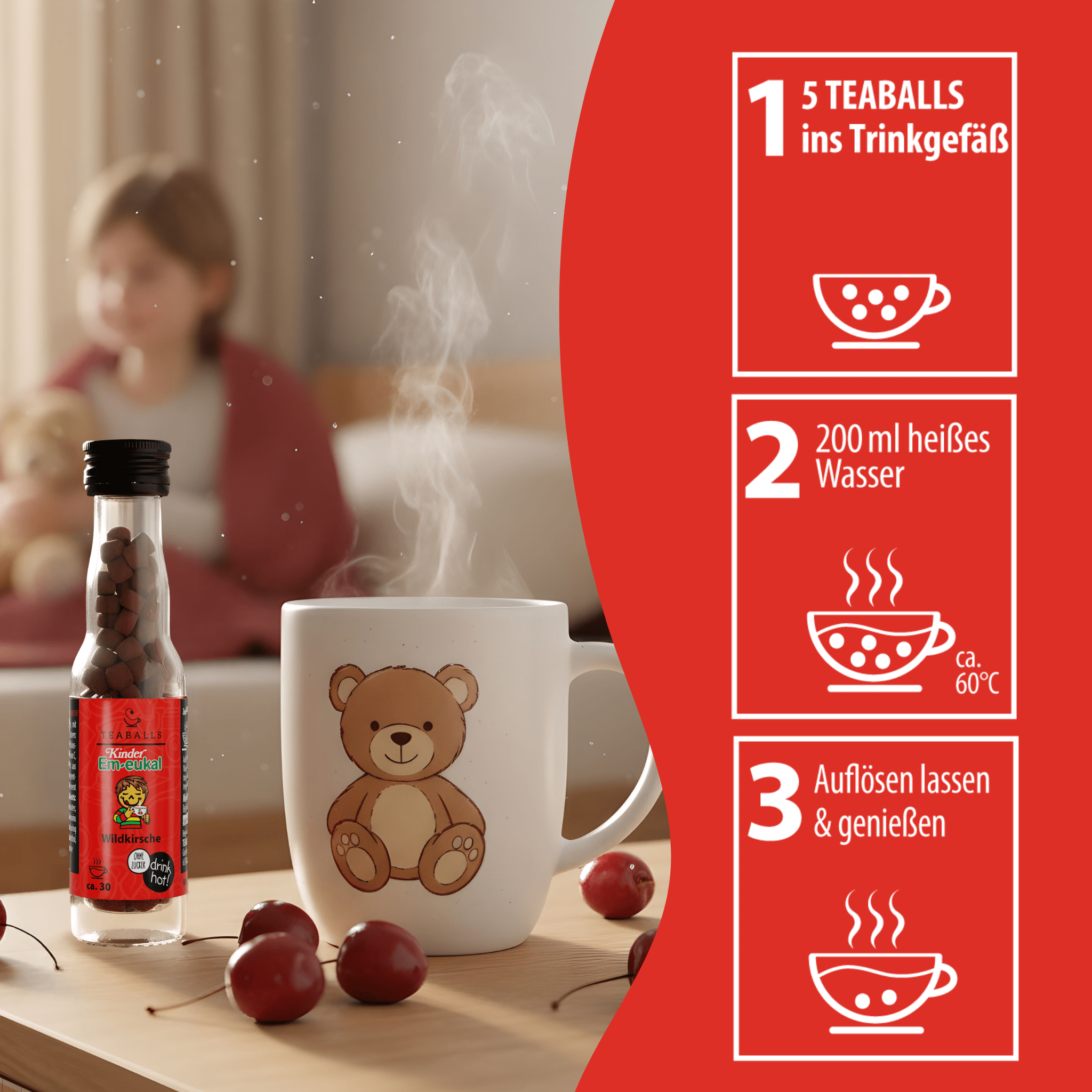 TEABALLS x Kinder Em - eukal Wildkirsche - TEABALLS GmbH