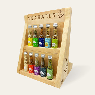 TEABALLS Holzregal für 10 Glasflaschen - Teaballs
